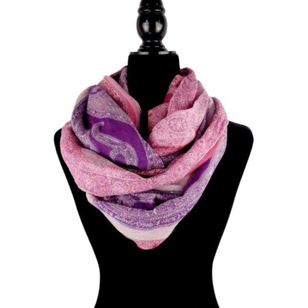 Boho Paisley Purple and Pink Rayon Blend Scarf 🔥2 for $20🔥